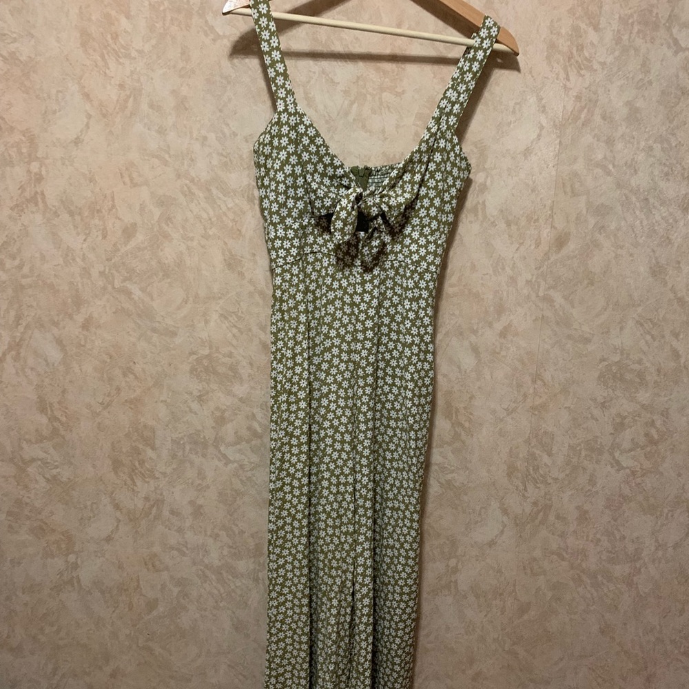 Green Floral Jumpsuit with Front Tie Size 2